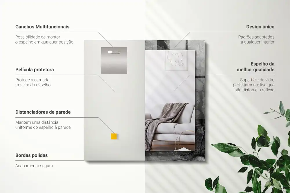 Pravokotne okrasno ogledalo Razpoke v črnih skalah