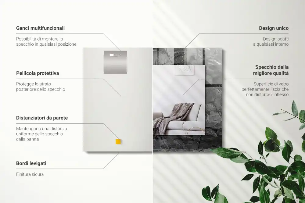 Pravokotne okrasno ogledalo Razpoke v črnih skalah