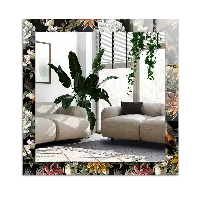 Tiskano pravokotne ogledalo Rože in ptice