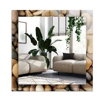 Pravokotne ogledalo s potiskanim okvirjem Barviti gladki kamni