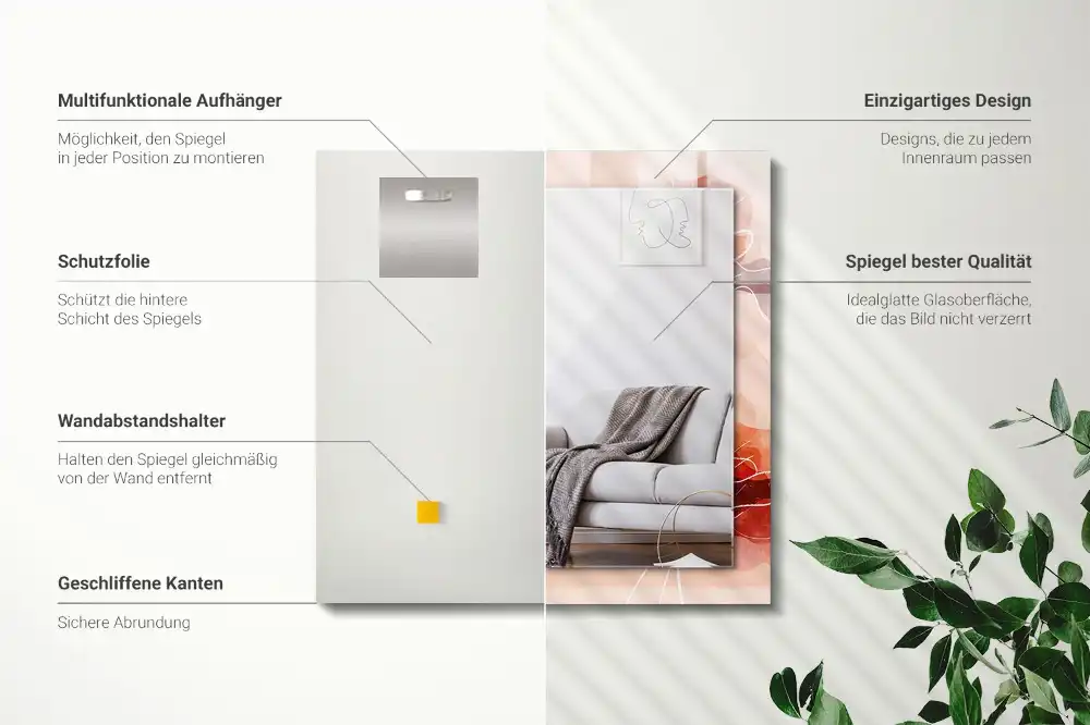 Pravokotne okrasno ogledalo Abstraktni cvetlični vzorci