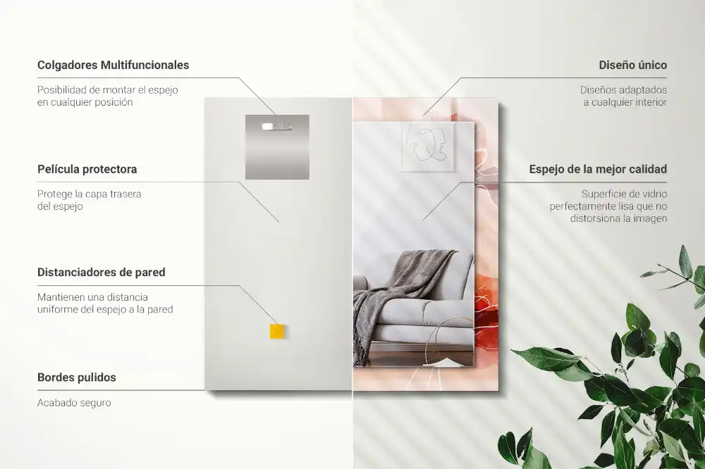 Pravokotne okrasno ogledalo Abstraktni cvetlični vzorci