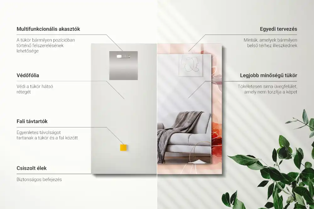 Pravokotne okrasno ogledalo Abstraktni cvetlični vzorci