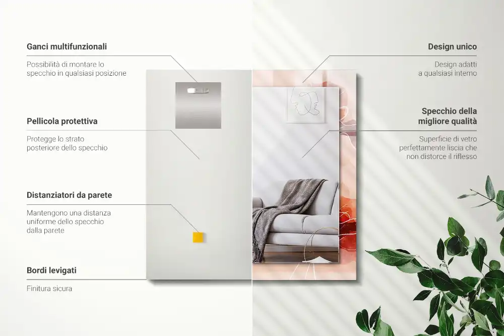 Pravokotne okrasno ogledalo Abstraktni cvetlični vzorci