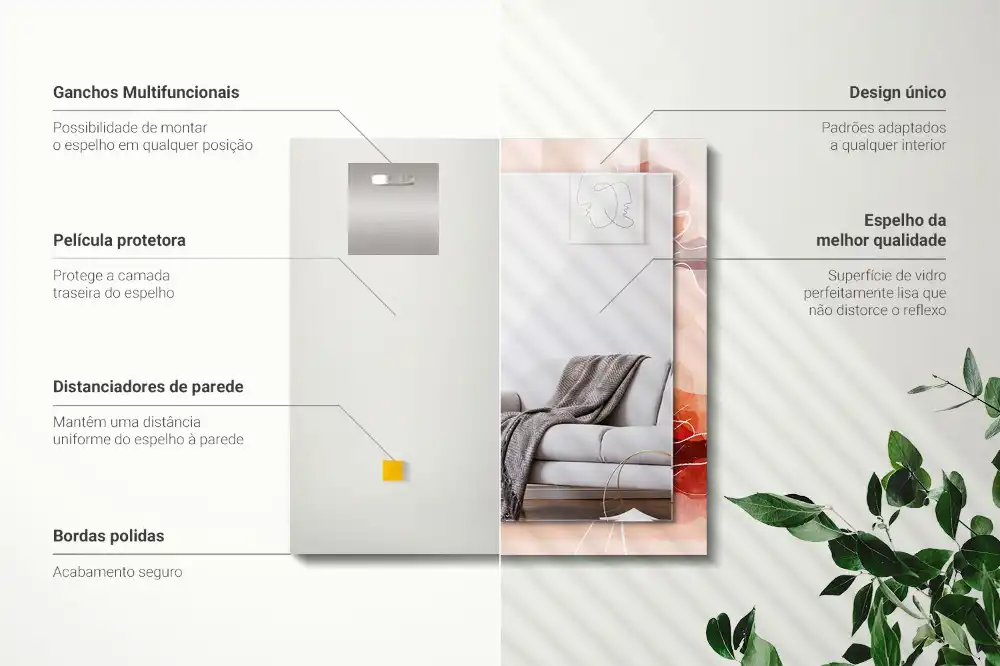 Pravokotne okrasno ogledalo Abstraktni cvetlični vzorci