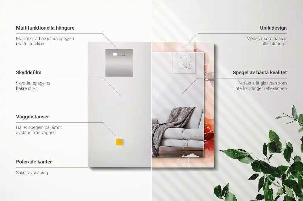 Pravokotne okrasno ogledalo Abstraktni cvetlični vzorci