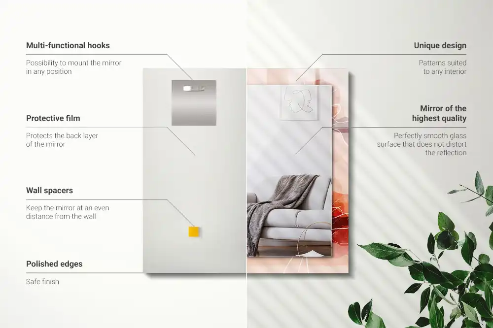 Pravokotne okrasno ogledalo Abstraktni cvetlični vzorci