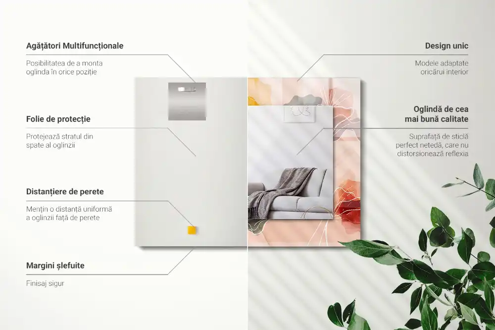 Pravokotne okrasno ogledalo Abstraktni cvetlični vzorci