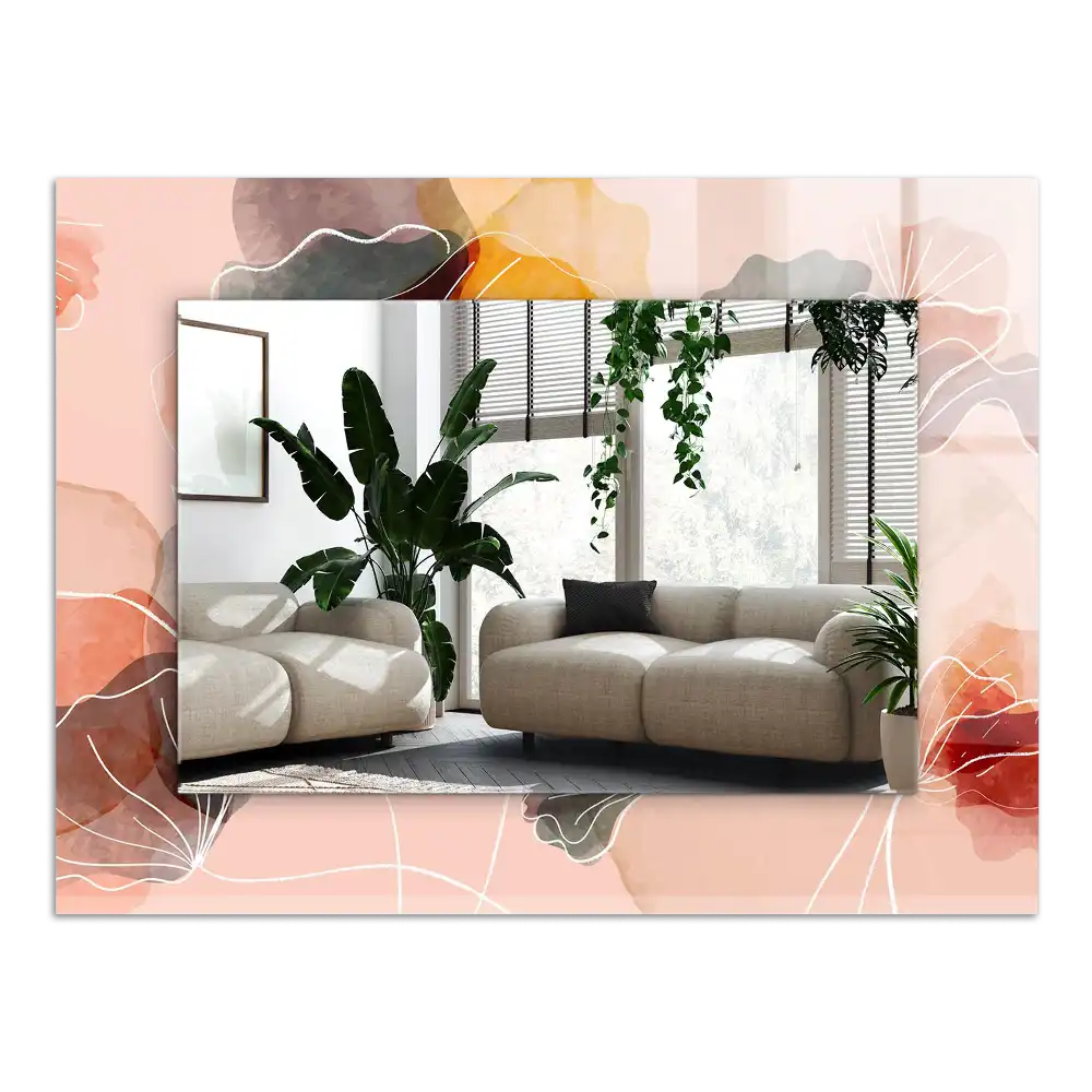 Pravokotne okrasno ogledalo Abstraktni cvetlični vzorci