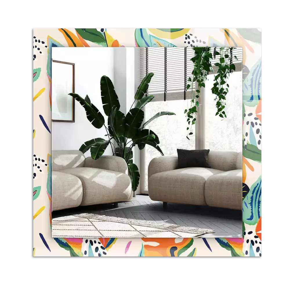 Tiskano pravokotne ogledalo Vzorec pisanih listov