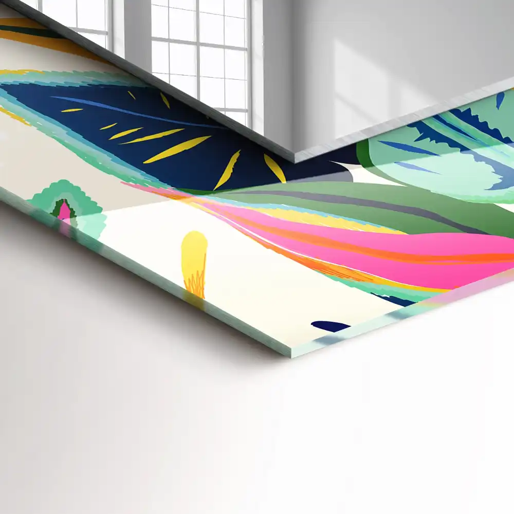 Tiskano pravokotne ogledalo Vzorec pisanih listov