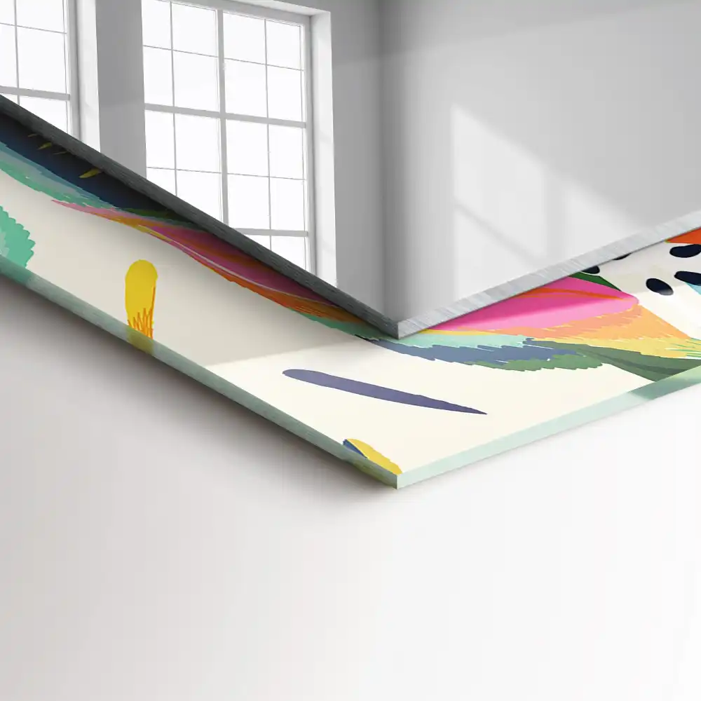 Tiskano pravokotne ogledalo Vzorec pisanih listov