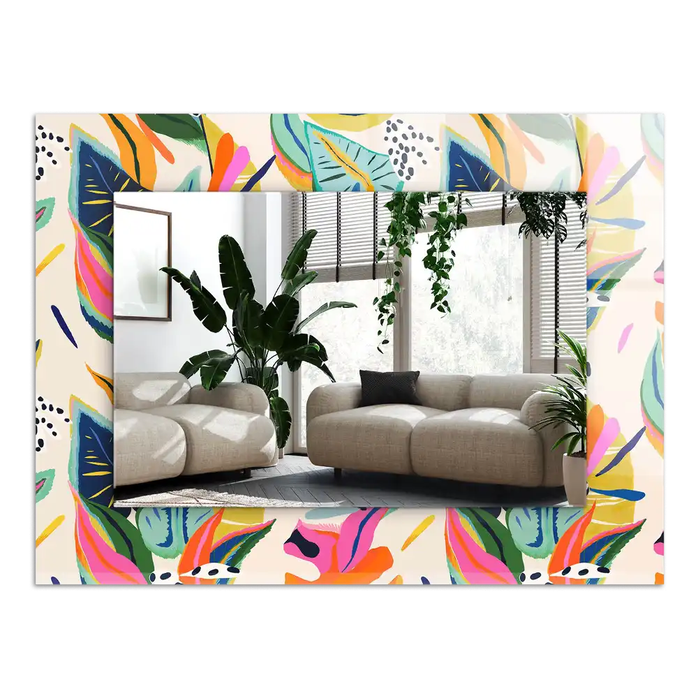 Tiskano pravokotne ogledalo Vzorec pisanih listov