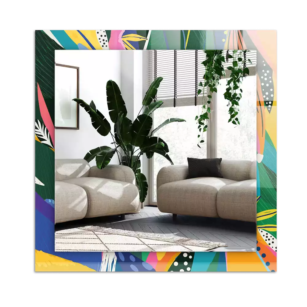 Pravokotne ogledalo s potiskanim okvirjem Barvit abstraktni vzorec