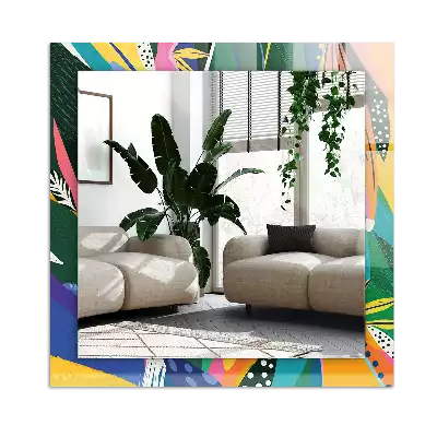 Pravokotne ogledalo s potiskanim okvirjem Barvit abstraktni vzorec