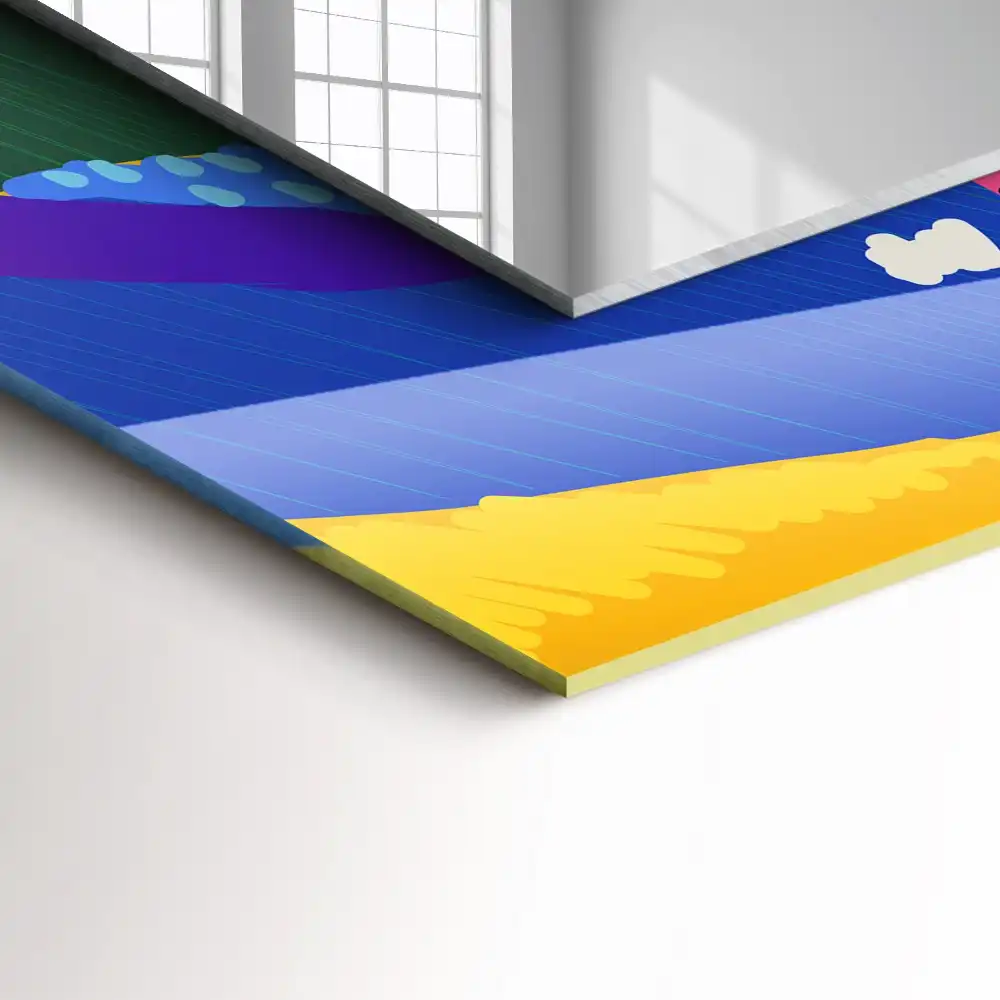 Pravokotne ogledalo s potiskanim okvirjem Barvit abstraktni vzorec