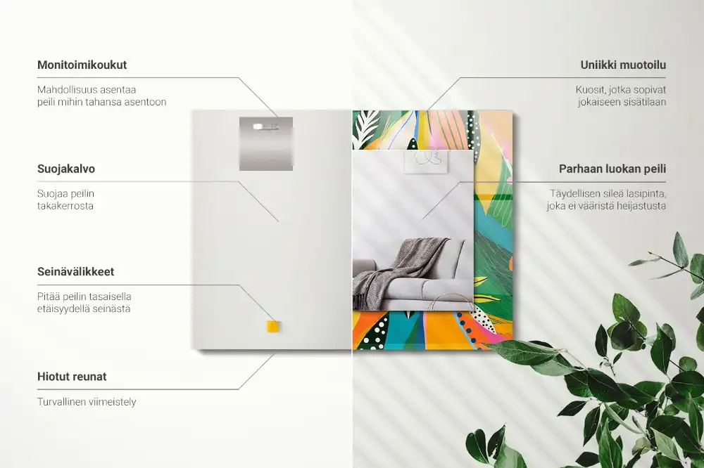 Pravokotne ogledalo s potiskanim okvirjem Barvit abstraktni vzorec