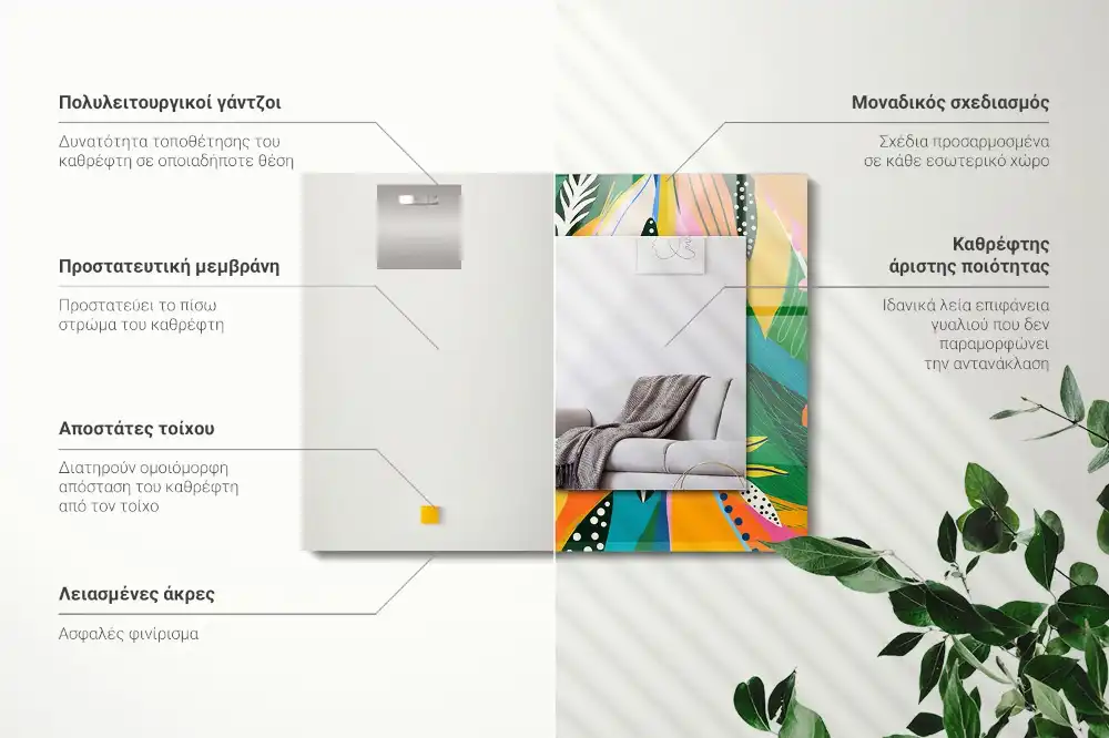 Pravokotne ogledalo s potiskanim okvirjem Barvit abstraktni vzorec