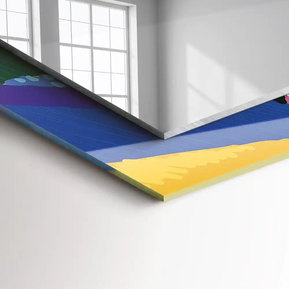 Pravokotne ogledalo s potiskanim okvirjem Barvit abstraktni vzorec