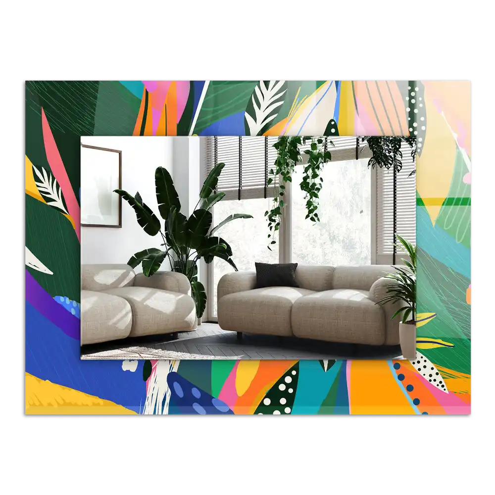 Pravokotne ogledalo s potiskanim okvirjem Barvit abstraktni vzorec