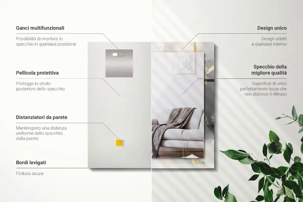 Pravokotne okrasno ogledalo Abstraktna moderna umetnost