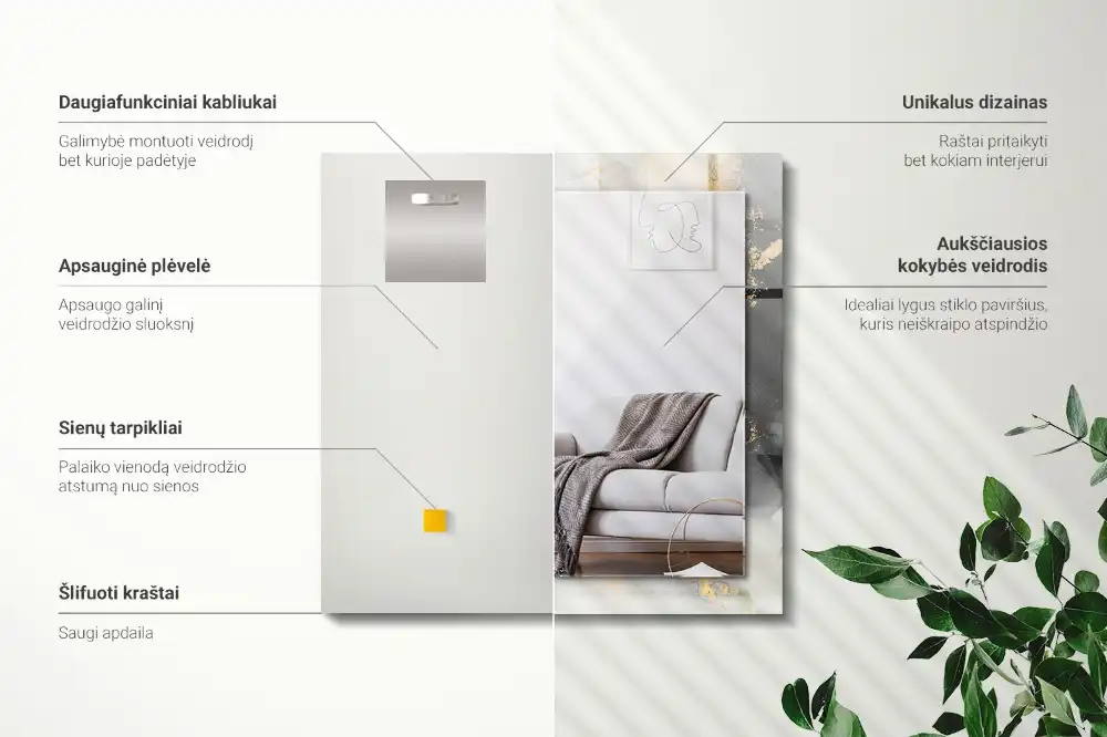 Pravokotne okrasno ogledalo Abstraktna moderna umetnost