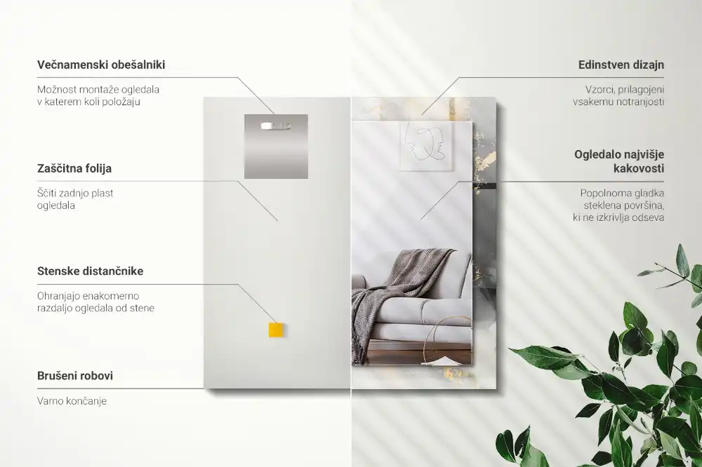 Pravokotne okrasno ogledalo Abstraktna moderna umetnost