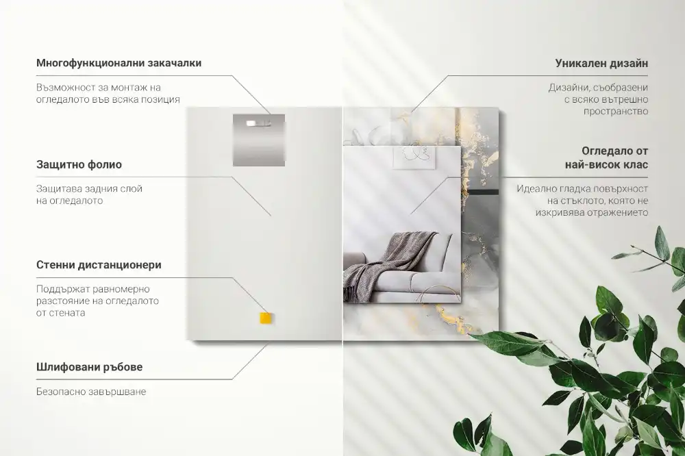 Pravokotne okrasno ogledalo Abstraktna moderna umetnost