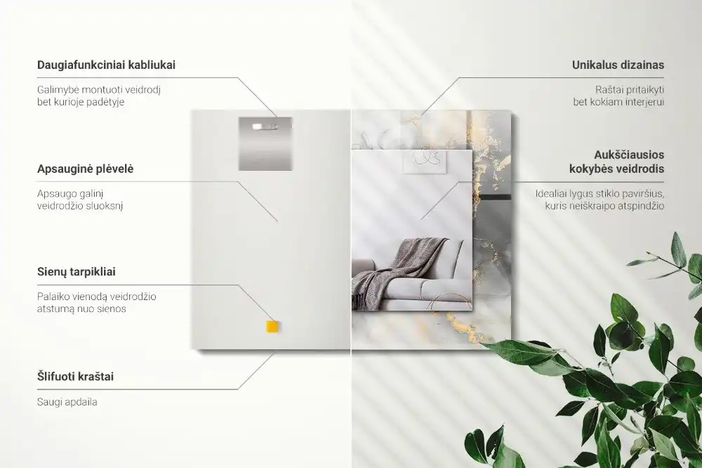 Pravokotne okrasno ogledalo Abstraktna moderna umetnost