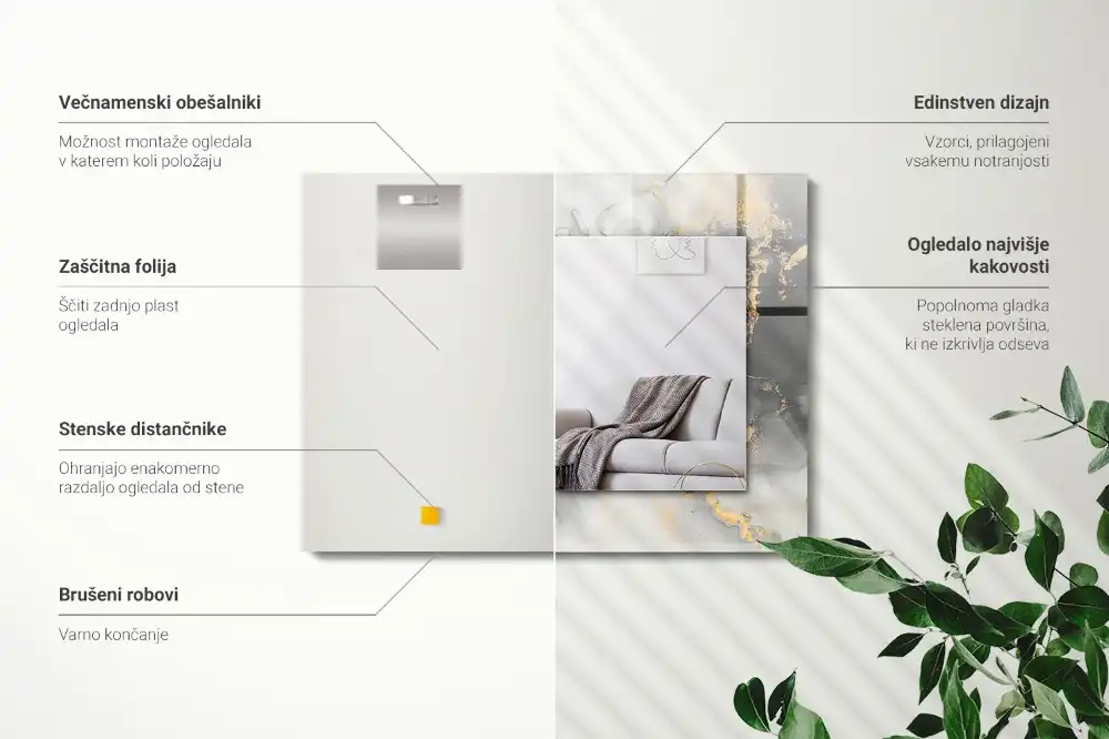 Pravokotne okrasno ogledalo Abstraktna moderna umetnost