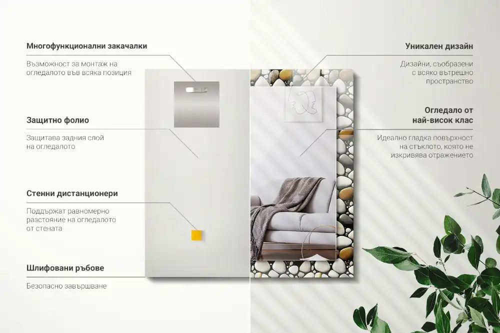 Tiskano pravokotne ogledalo Tekstura vzorca kamnov