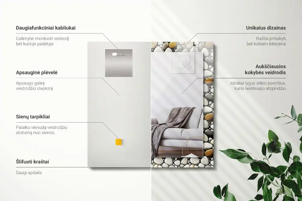 Tiskano pravokotne ogledalo Tekstura vzorca kamnov