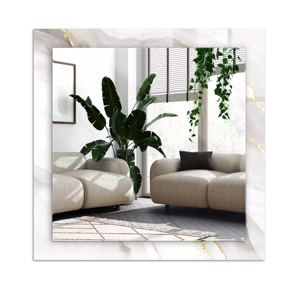 Pravokotne ogledalo s potiskanim okvirjem Sivi marmor