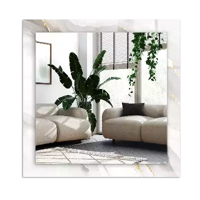 Pravokotne ogledalo s potiskanim okvirjem Sivi marmor