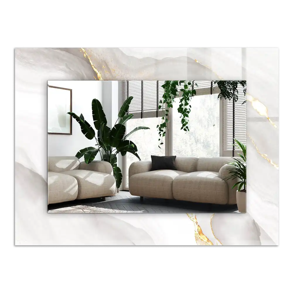 Pravokotne ogledalo s potiskanim okvirjem Sivi marmor