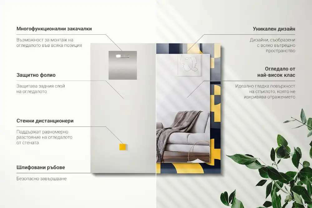 Pravokotne okrasno ogledalo Abstraktni geometrijski vzorec