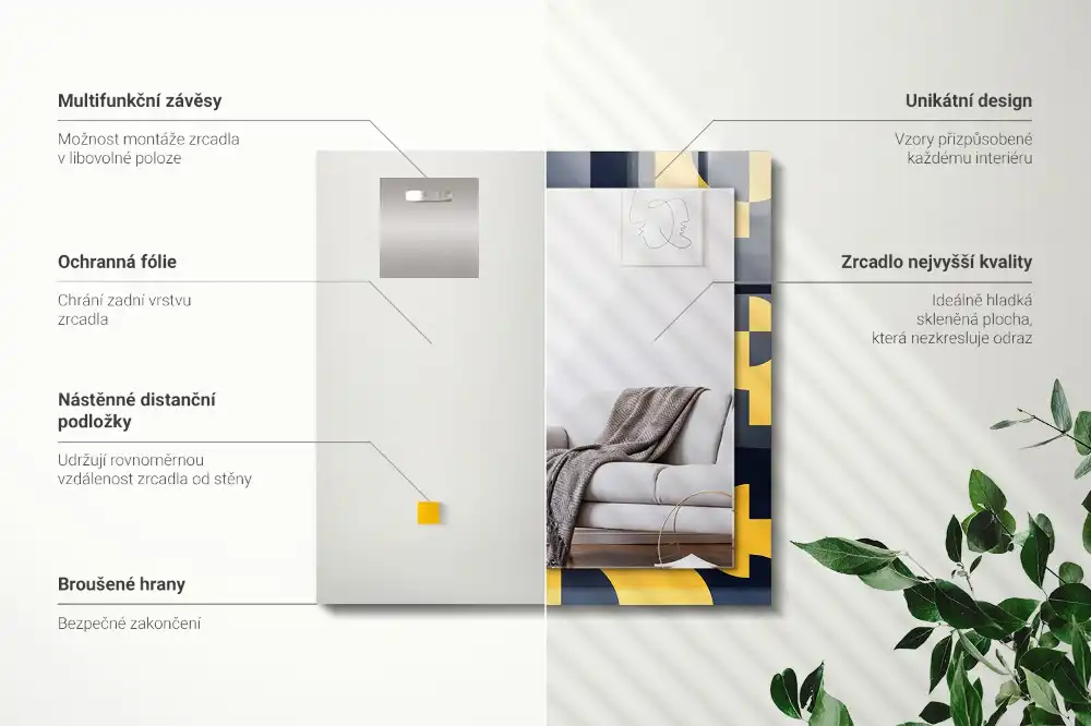 Pravokotne okrasno ogledalo Abstraktni geometrijski vzorec