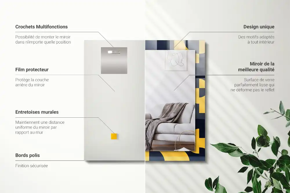 Pravokotne okrasno ogledalo Abstraktni geometrijski vzorec