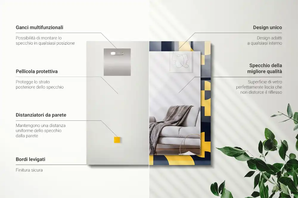 Pravokotne okrasno ogledalo Abstraktni geometrijski vzorec