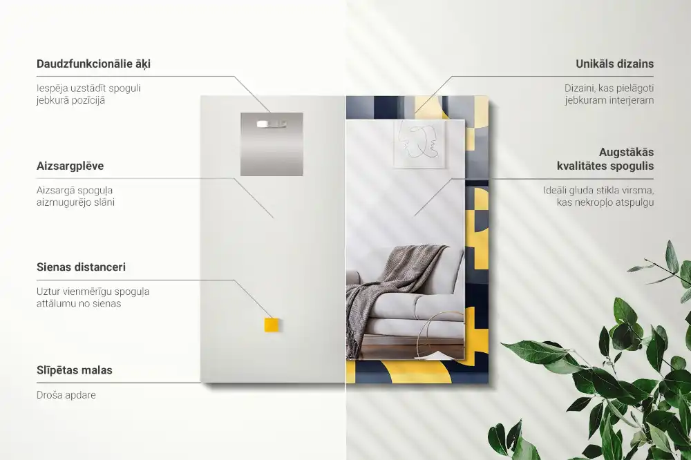 Pravokotne okrasno ogledalo Abstraktni geometrijski vzorec