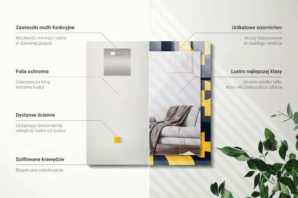 Pravokotne okrasno ogledalo Abstraktni geometrijski vzorec