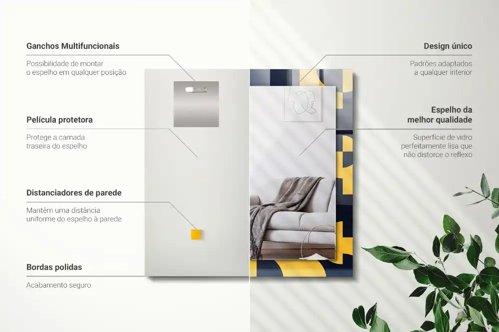 Pravokotne okrasno ogledalo Abstraktni geometrijski vzorec