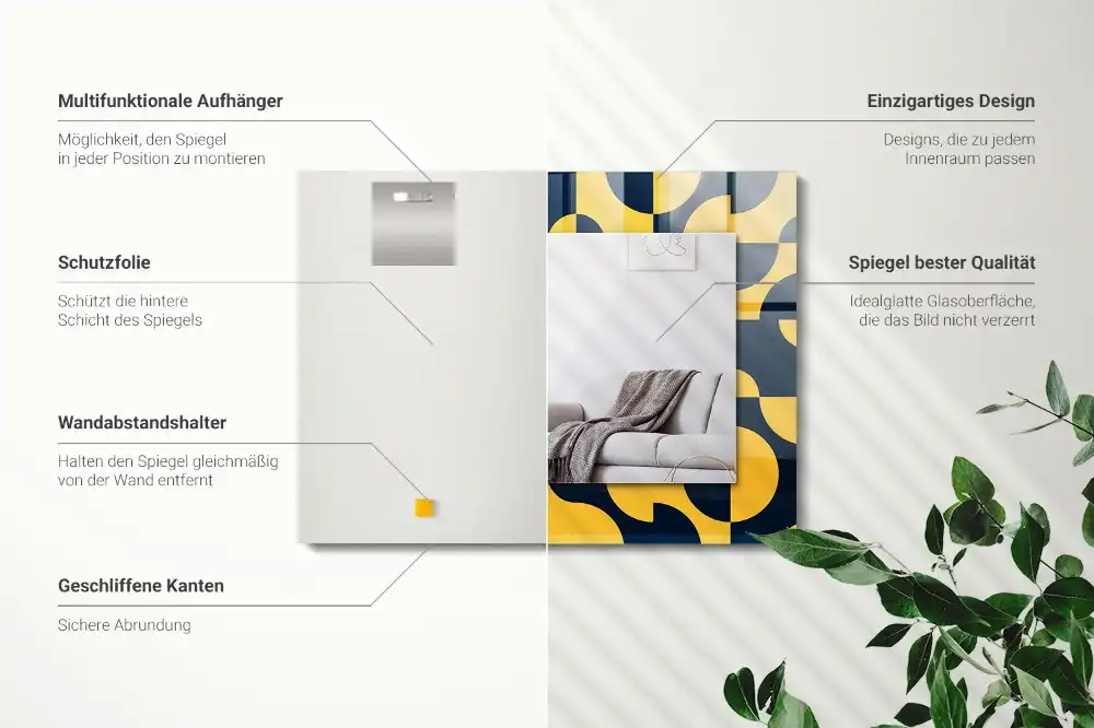 Pravokotne okrasno ogledalo Abstraktni geometrijski vzorec