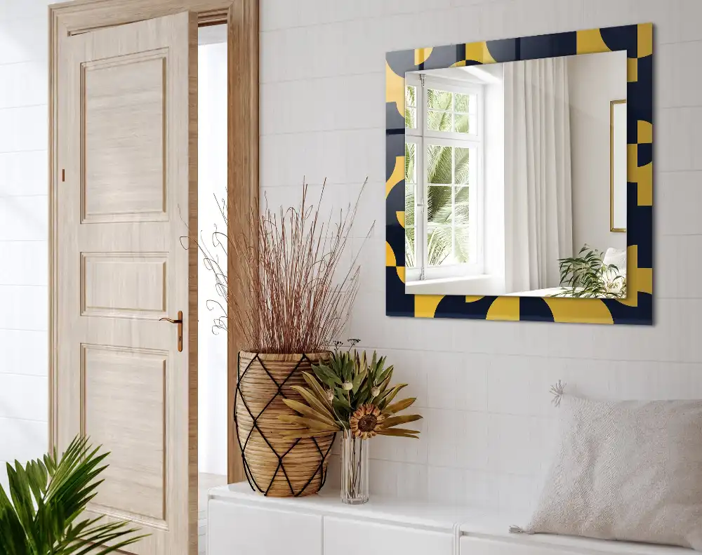 Pravokotne okrasno ogledalo Abstraktni geometrijski vzorec