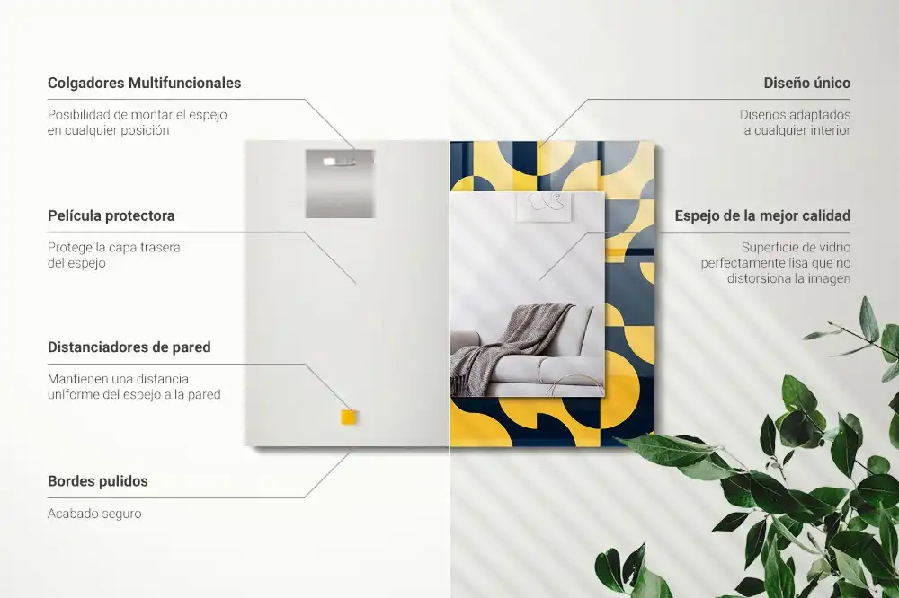 Pravokotne okrasno ogledalo Abstraktni geometrijski vzorec