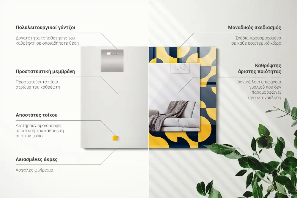 Pravokotne okrasno ogledalo Abstraktni geometrijski vzorec