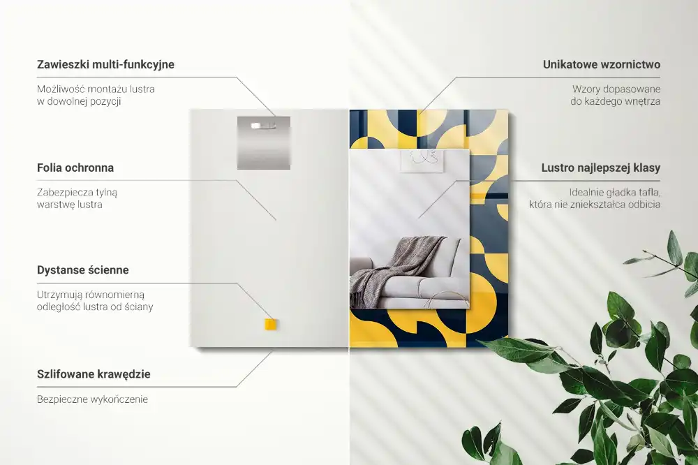 Pravokotne okrasno ogledalo Abstraktni geometrijski vzorec