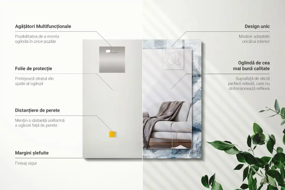 Tiskano pravokotne ogledalo Marmor v odtenkih