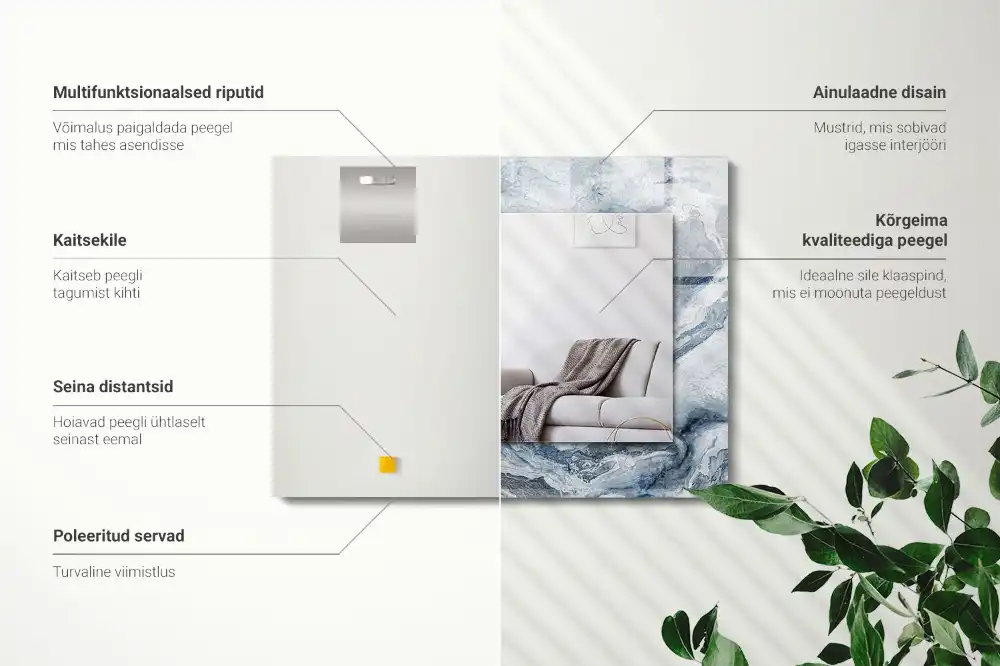 Tiskano pravokotne ogledalo Marmor v odtenkih