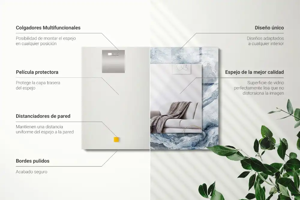 Tiskano pravokotne ogledalo Marmor v odtenkih